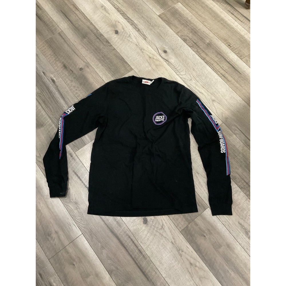Jacks Surfboards Mens Long Sleeve Graphic T-Shirt Black Size Large Surf Tee